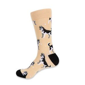 Men's Novelty Siberian Husky Dog Socks - Beige